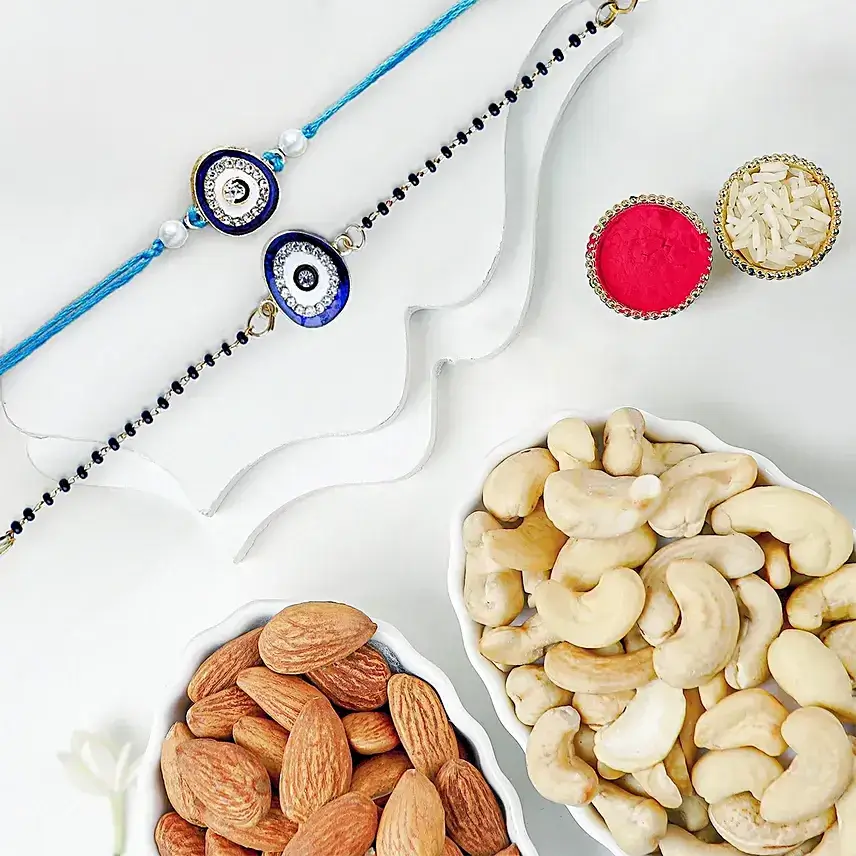 Feng Shui Guardian Evil Eye Bhaiya Bhabhi Rakhi And Cashew And Almonds Feng Shui Guardian Evil Eye Bhaiya Bhabhi Rakhi And Cashew And Almonds