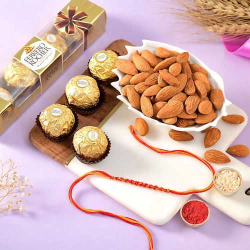Hand Made Bhai Thread With Rocher & Almond
