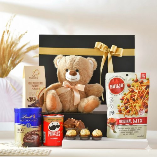 Gourmet Treat Hamper with Brown Teddy