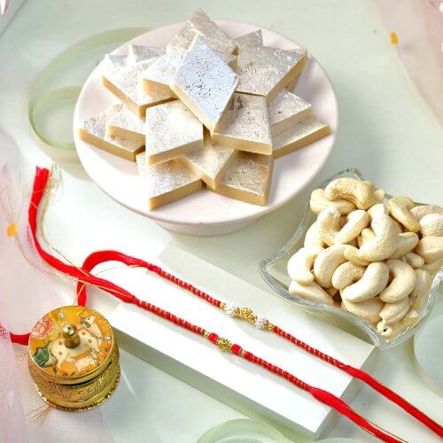 Rakhi Sweet & Kaju Twin Box Rakhi Sweet & Kaju Twin Box