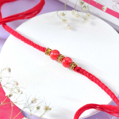 Red Beaded Rakhi Red Beaded Rakhi
