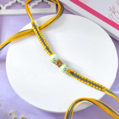 Pearly Yellow Band Rakhi