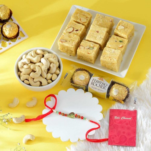 Golden Soan Papdi Rakhi Hamper Golden Soan Papdi Rakhi Hamper