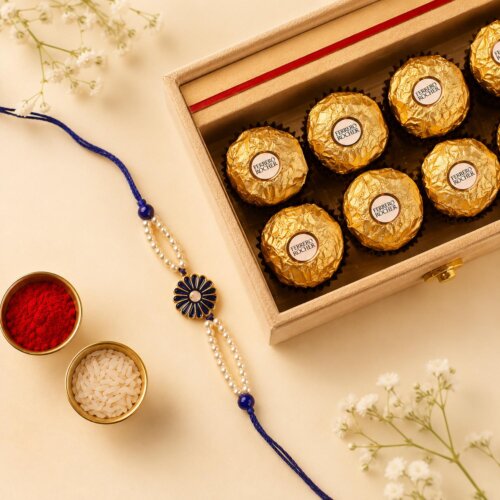 Blue Flower Rakhi Hamper Blue Flower Rakhi Hamper