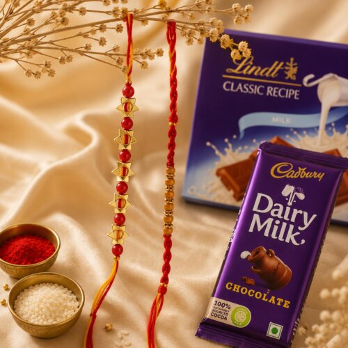 Set of 2 Rakhi with 2 Chocolates Set of 2 Rakhi with 2 Chocolates