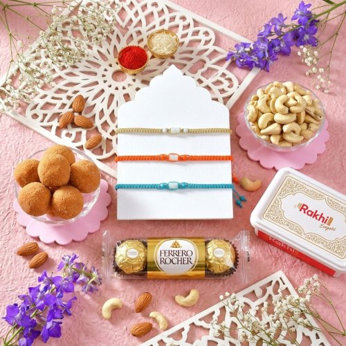 3 Premium Rakhi with Ferrero & Dry Fruits