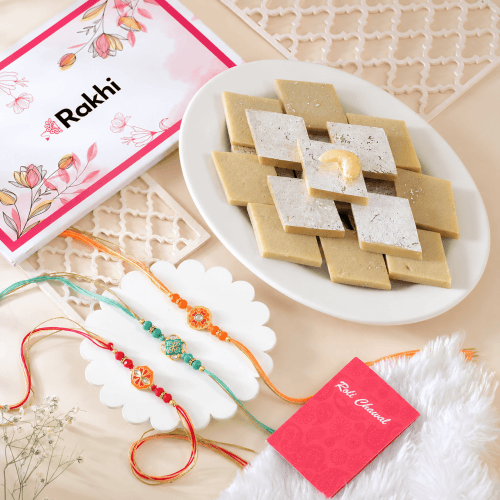 Traditional Rakhi with Kaju Katli Hamper Traditional Rakhi with Kaju Katli Hamper