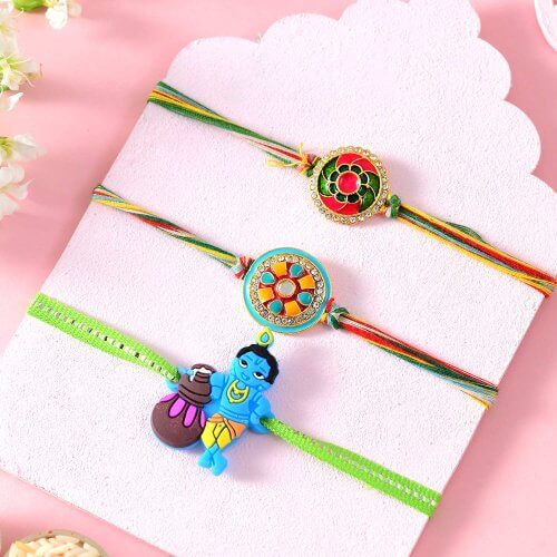 Krishna Blessings Rakhi Trio