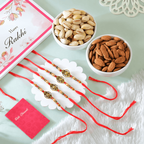 Sacred Om Rakhi & Dry Fruits Hamper Sacred Om Rakhi & Dry Fruits Hamper
