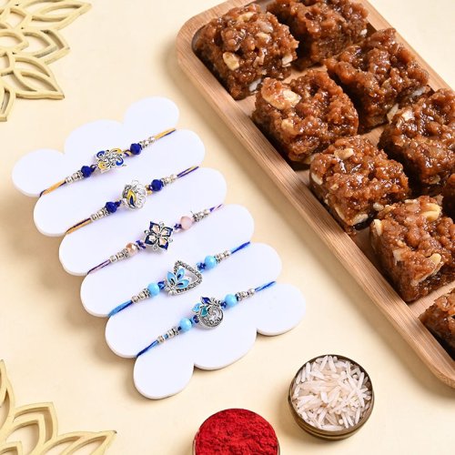 Five Designer Rakhis With Dhoda Burfi Five Designer Rakhis With Dhoda Burfi