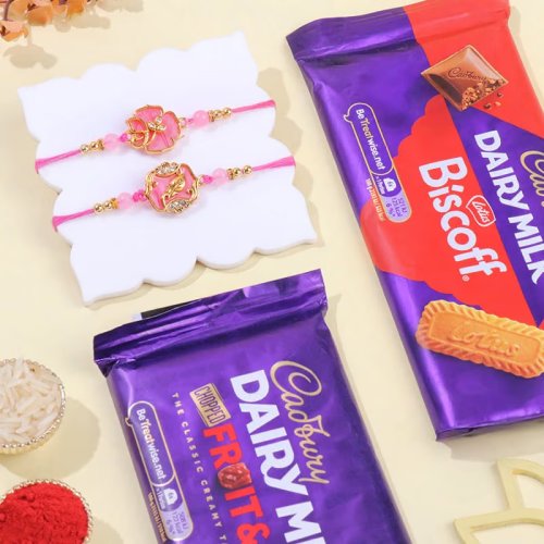 Two Designer Rakhis With Dry Fruits