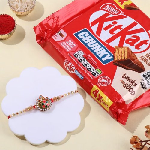 Ornate Meenakari Rakhi With Kitkat Bars