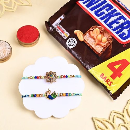 Designer Rakhi Trio With Maltesers Chocolate Designer Rakhi Trio With Maltesers Chocolate
