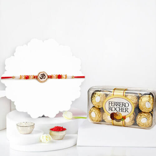 Om Grace Rakhi With Ferrero Rocher 16 Pcs