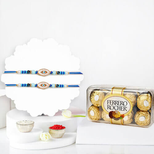 Signature Evil Eye Rakhi Pair With Cashews And Almonds