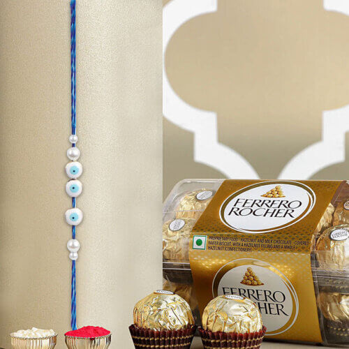Simplistic Blue Evil Eye Rakhi N Ferrero Delights Simplistic Blue Evil Eye Rakhi N Ferrero Delights