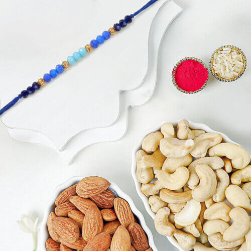 Sneh Ethnic Beads Rakhi With Cashews And Almonds Sneh Ethnic Beads Rakhi With Cashews And Almonds