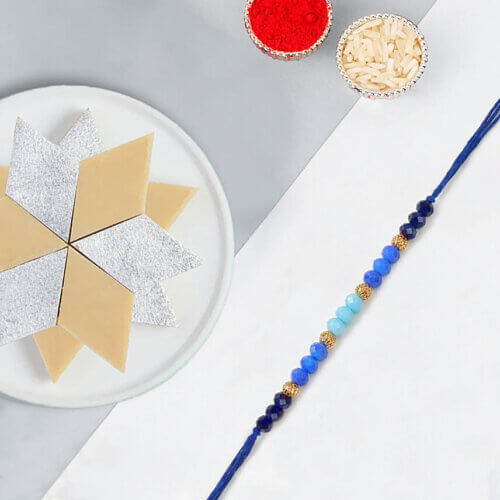 Sneh Ethnic Beads Rakhi With Kaju Katli Sneh Ethnic Beads Rakhi With Kaju Katli