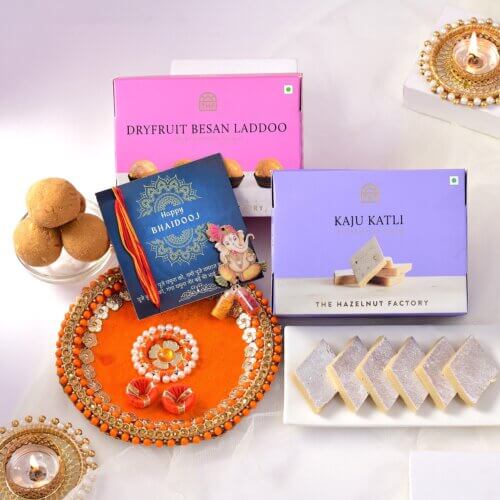 Bhai Dooj Utsav Thali with Sweets Bhai Dooj Utsav Thali with Sweets